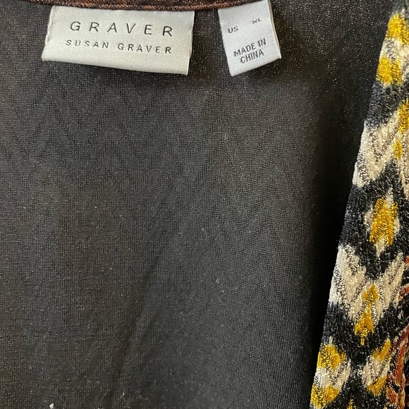 Susan Graver open style print cardigan - Picture 2 of 7